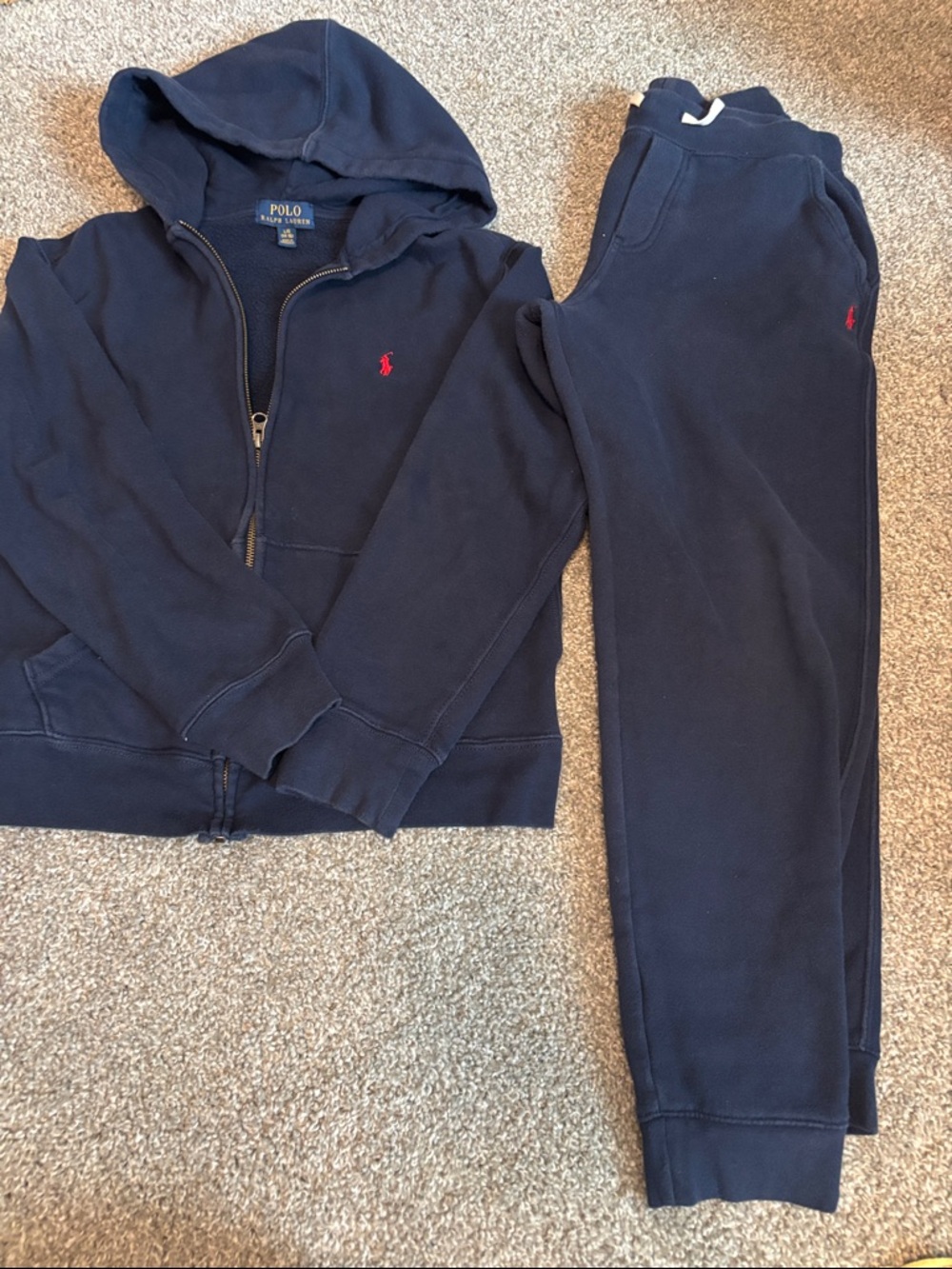 Polo by Ralph Lauren Navy Hoodie & Jogger Set with Red Pony